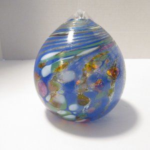 Signed Art Glass Oil Lamp